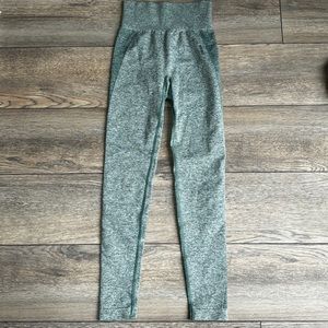 Gymshark Green Marl Spellout Logo Seamless Leggings Sz XS